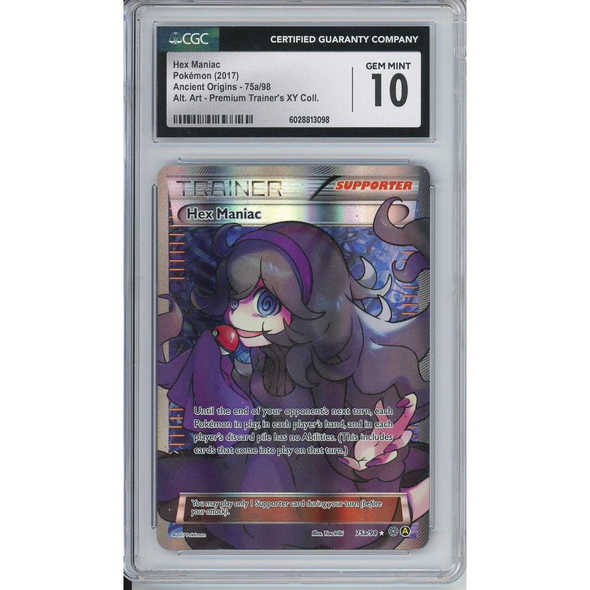 Pokémon Pokemon Graded: Hex Maniac 75a/98 Ancient Origins XY Premium Trainer Collection (2017) Alt Art Holo CGC 10