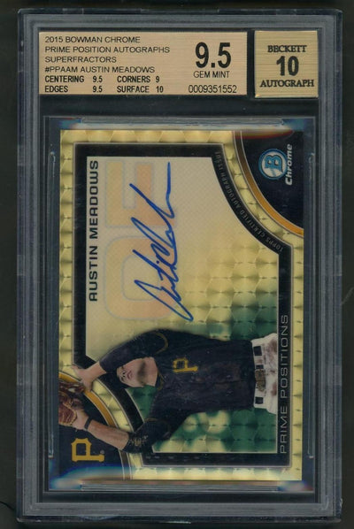 Pokémon Panini 2015 Bowman Chrome Ppam Austin Meadows Prime Position Autographs Superfractor 1/1 Beckett 9.5 Gem Mint Pittsburgh Pirates