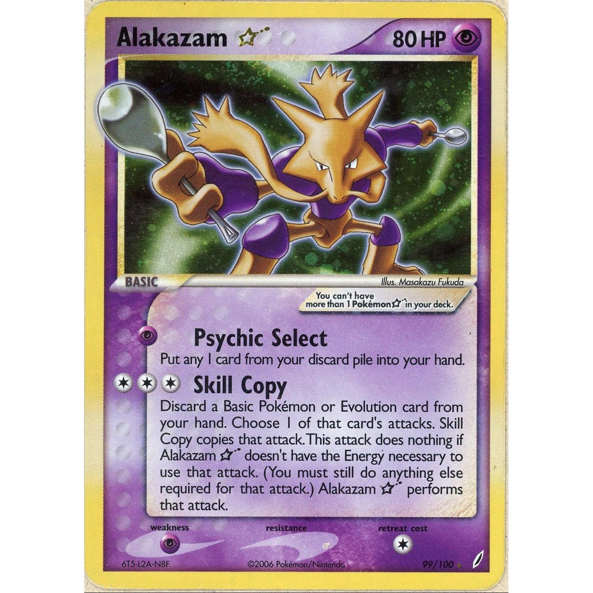 Pokémon Pokemon Single: Alakazam Gold Star 99/100 Crystal Gaurdians 2006 (HP) Holo