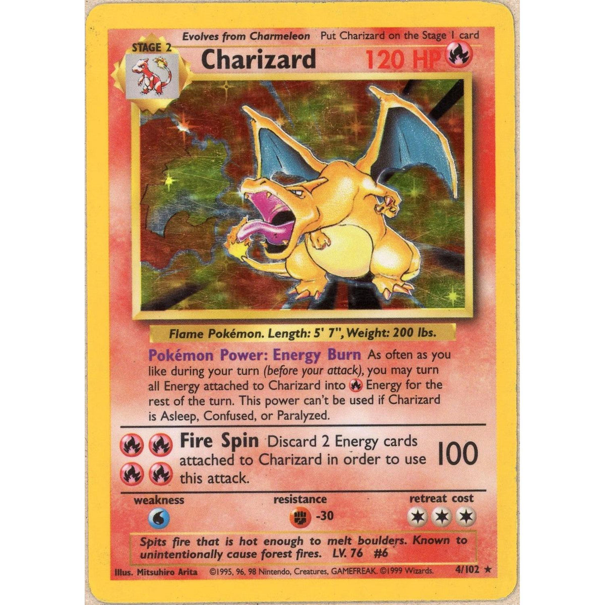 Pokémon Pokemon Single: Charizard 4/102 Base Set (1999) Holo MP