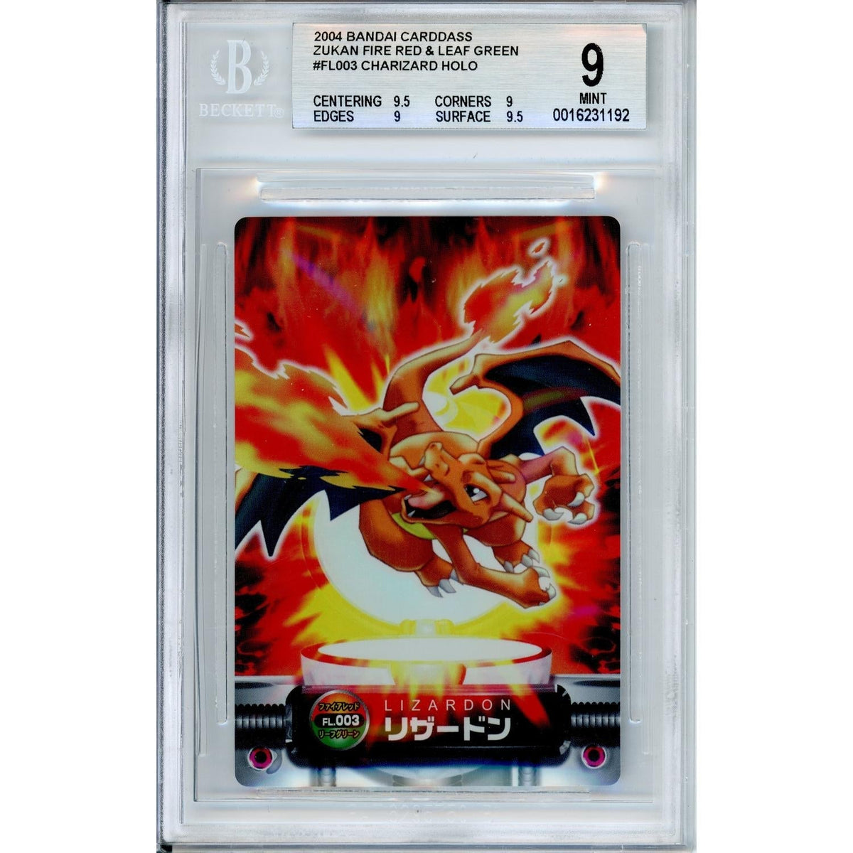 Pokémon Bandai Pokemon Graded: Jp Charizard #Fl003 Bandai Carddass Fire Red & Leaf Green Beckett 9