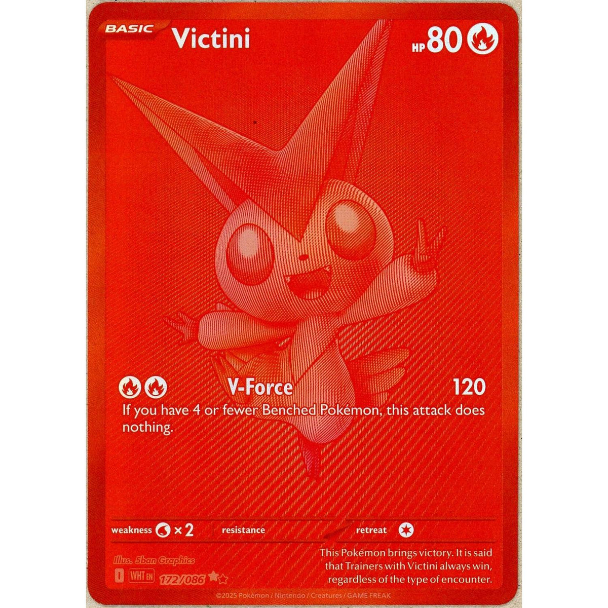 Pokémon Pokemon Single: Victini 172/86 White Flare (2025) Red Monochrome NM