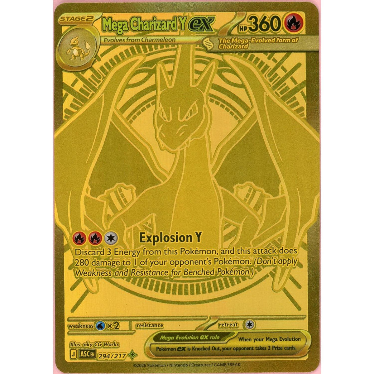 Pokemon Single: Mega Charizard Y Ex 294/217 Ascended Heroes (2026) Hyper Rare Nm