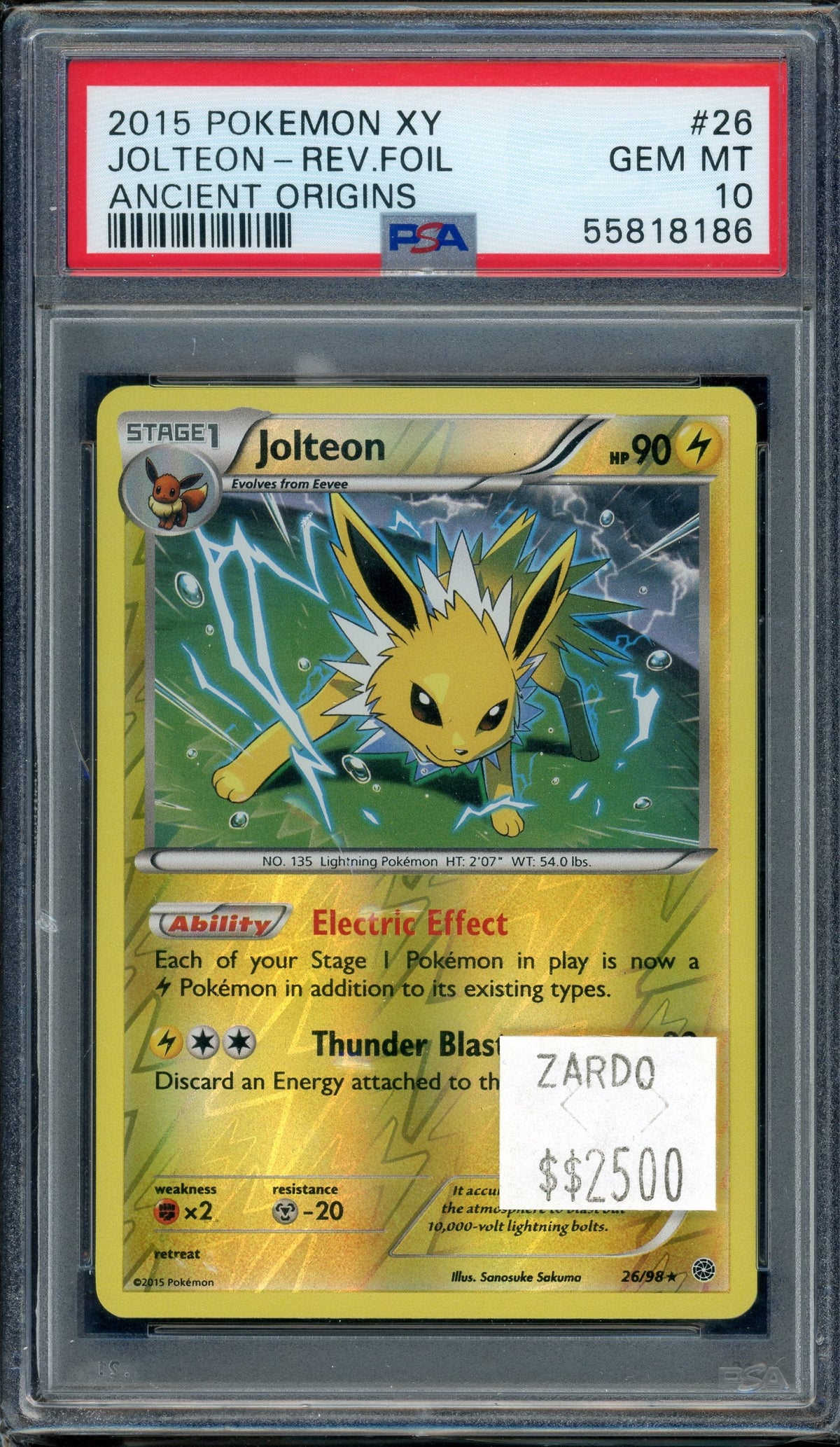 Pokémon PSA 10 Jolteon - Rev Foil Ancient Origins