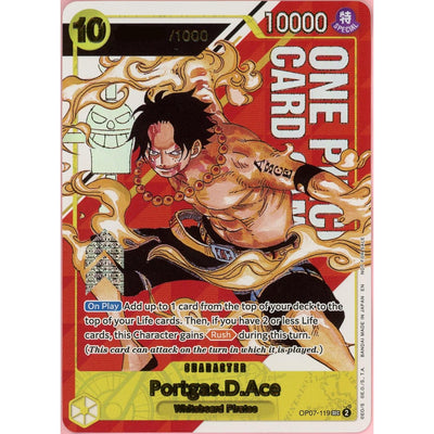One Piece TCG One Piece Single: Portgas D. Ace Op07-119 Serialized Top Prize LP