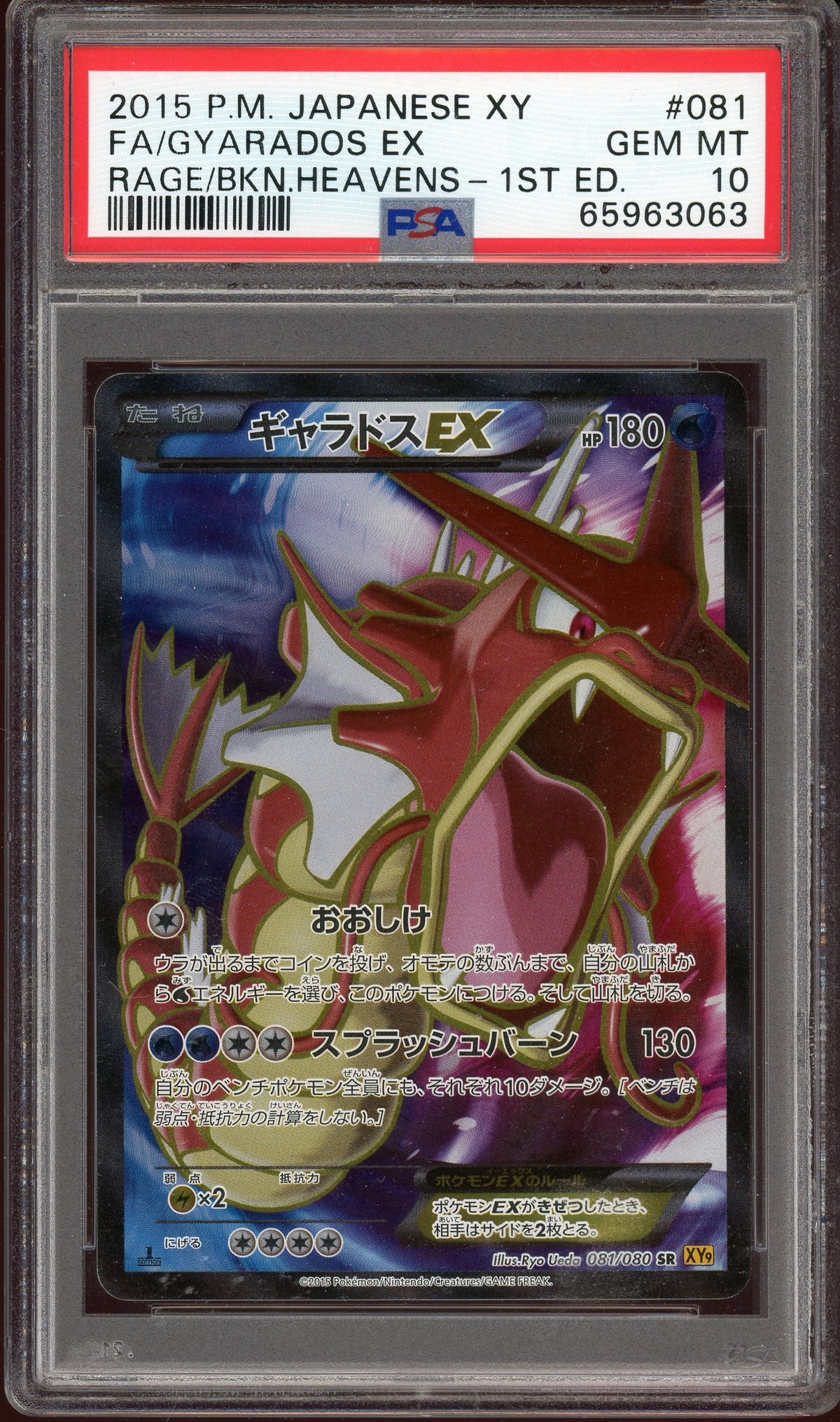 Pokémon PSA 10 Fa/Gyarados EX Rage/Bkn.Heavens-1st Ed.