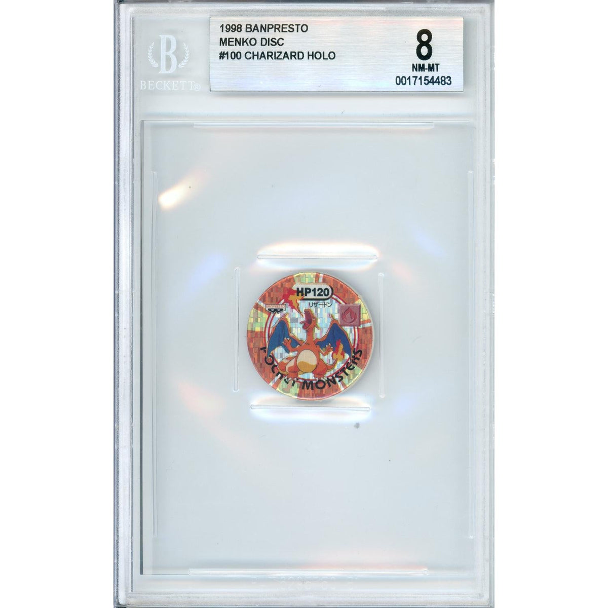 Pokémon Pokemon Graded: Charizard #100 Banpresto Menko Disc (1998) Beckett 8