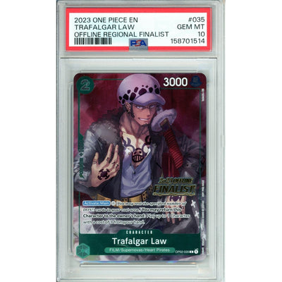 One Piece TCG One Piece Graded: Trafalgar Law Op02-035 Offline Regional Finalist (2023) PSA 10