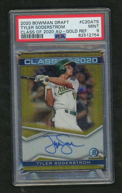 Pokémon Panini 2020 Bowman Draft Class Of '20 Autograph Gold Refractor Tyler Soderstrom #C20ats /50 PSA 9