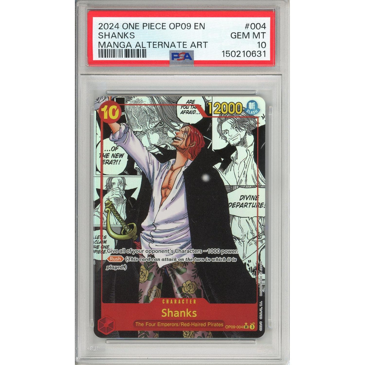 One Piece Graded: Shanks Op09-004 Emperors Of The New World (2024) Manga Alt Art PSA 10