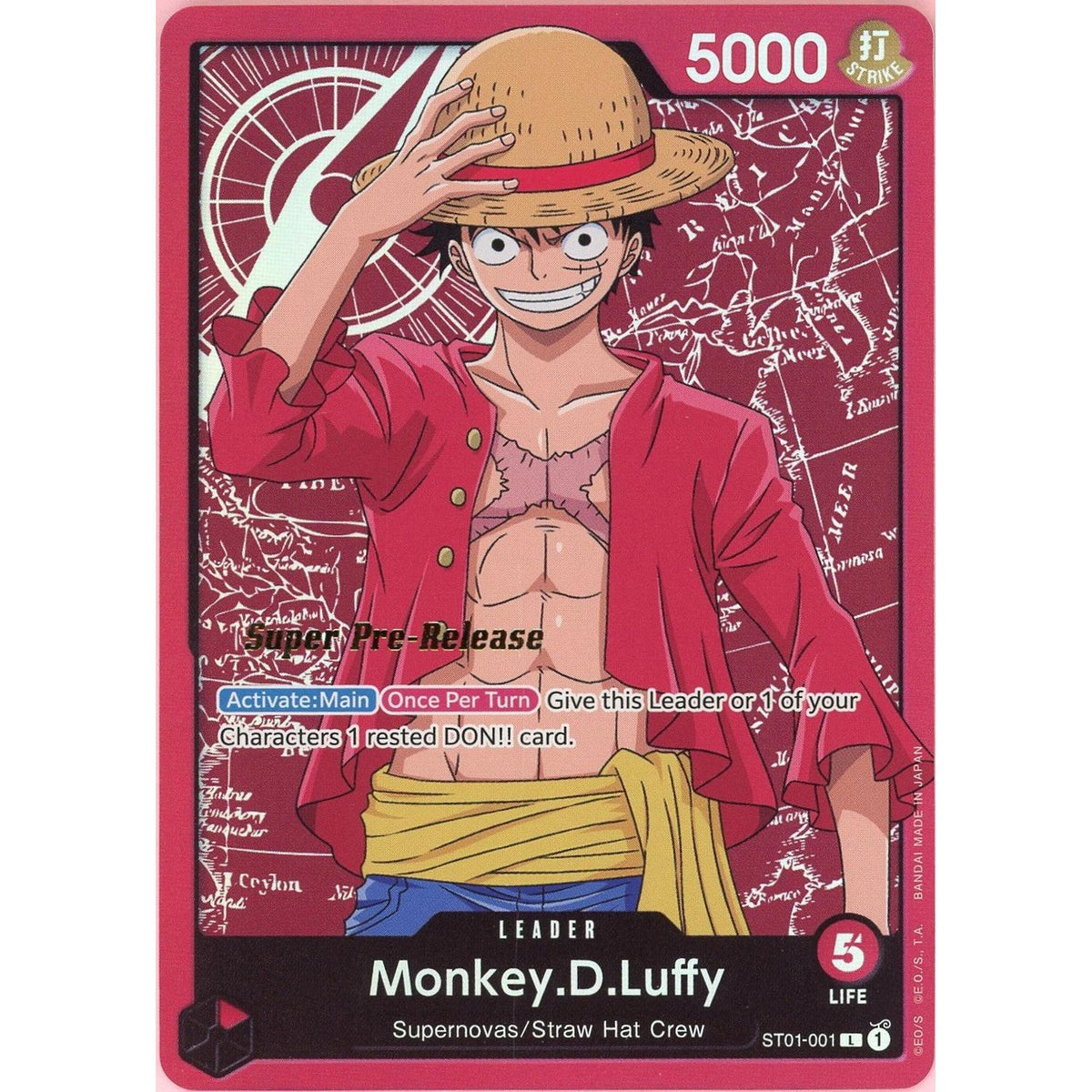 One Piece TCG One Piece Single: Monkey D. Luffy St01-001 Super Pre-Release LP