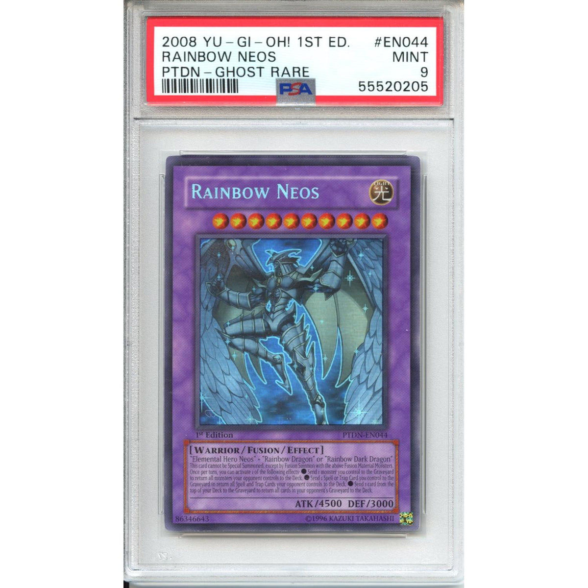 Yu-Gi-Oh Graded: 1St Edition Rainbow Neos Ghost Rare PSA 9