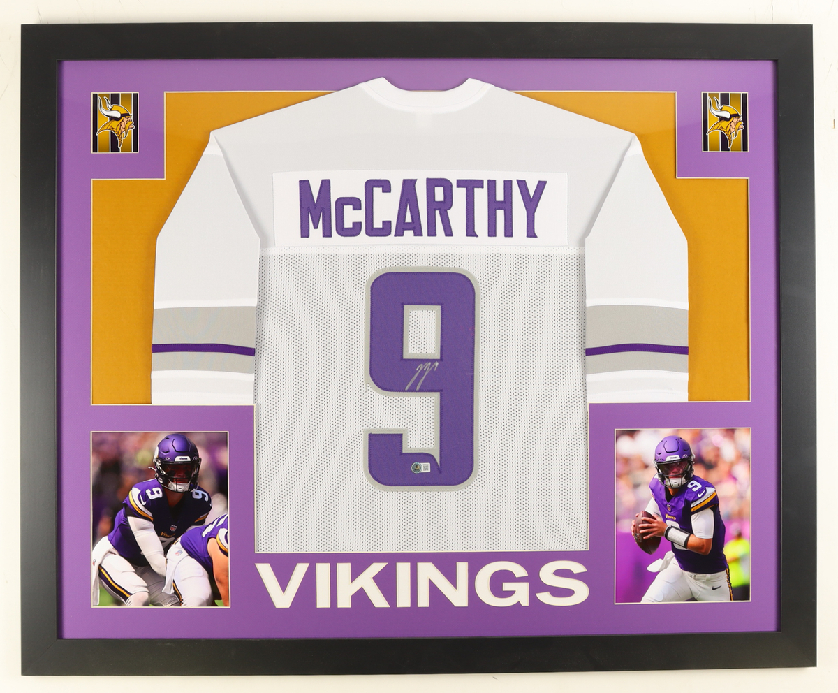 Sports J.J. Mccarthy Autographed Signed Custom Framed Jersey Display (Beckett)