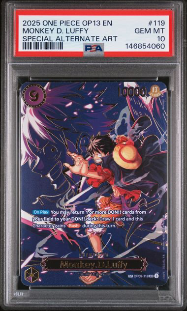 One Piece TCG Monkey.D.Luffy - Op13 Carrying On His Will SP - 2025 One Piece - PSA 10