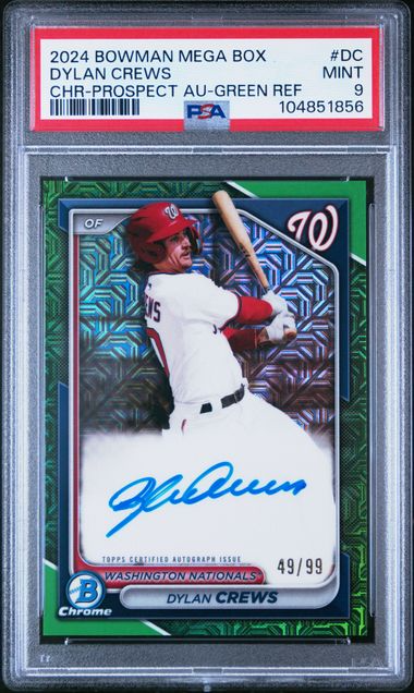 Baseball Topps 2024 Bowman Mega Box Chrome Baseball - Dylan Crews - Prospect Auto Green Refractor 49/99 - PSA 9