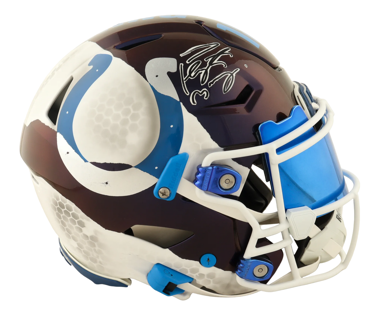 Football Peyton Manning Autographed Colts Custom Full-Size Authentic On-Field Speedflex Helmet With Visor (Fanatics Coa)