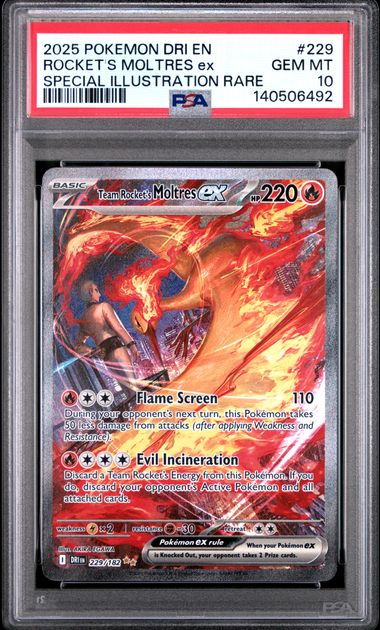 Pokémon Team Rocket'S Moltres EX - 229/182 - Destined Rivals- 2025 Pokemon - PSA 10