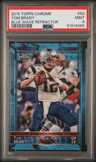 Sports Topps 2015 Topps Chrome Tom Brady Blue Wave Refractor #50- PSA 9