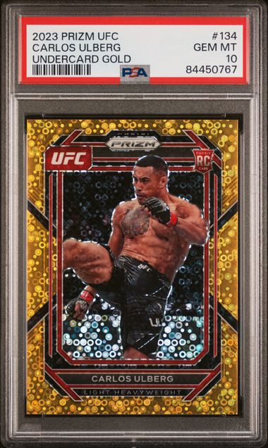 UFC MMA Panini 2023 Panini Prizm UFC - Carlos Ulberg /10 - Gold Undercard /10 - PSA 10