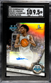 Basketball Bowman 2023-24 Bowman University Chrome Basketball - Zaccharie Risacher #Bcpa - Zr - Prospect Refractor Autograph 94/250 - SGC 9.5 Auto 10